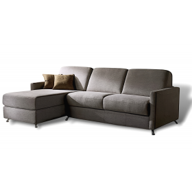 Canapé d'angle convertible AMBROGIO Tissu gris - Couchage 140x190 Made in Italy - 1